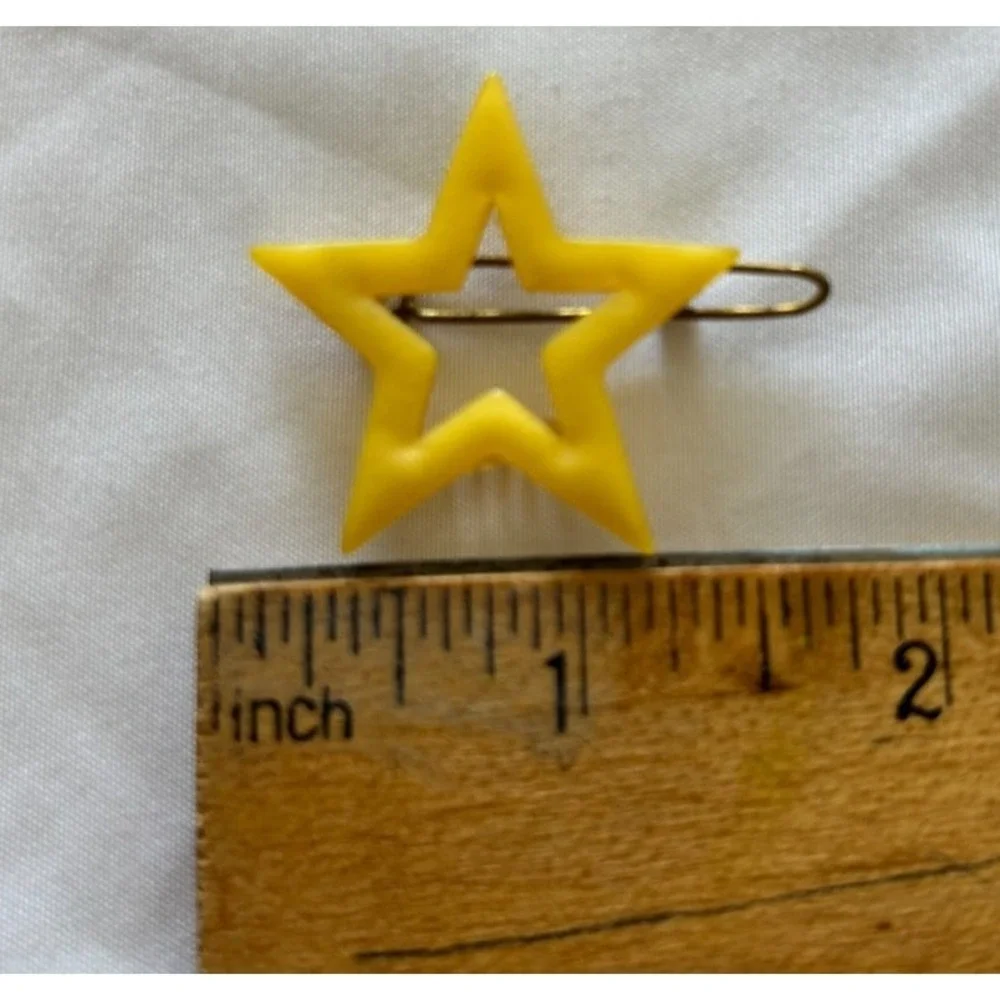 Vintage France Yellow Star Hair Clip 1970s Celestial Pop Art Novelty Barrette